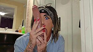 Muscular Milf Destroys Giant Dildo With Squirting Anal Suck