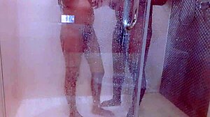 Hot Indian couple enjoys intimate shower sex close-up