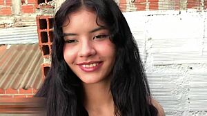 real amateur latina couple fucks hard rides to creampie orgasm