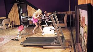 she tongues that monster cock then spreads shaved thighs for deep dp anal