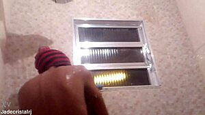 juicy young housewife flashes shaved wet pussy in bathroom tease