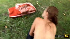 Red Riding Hood Sucks and Rides Pickup Stranger's Huge Cock Outdoors