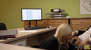 Naughty Czech agent runs sex casting fuck in loan office for cash