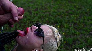 gardener facefucks me deep outdoors then cums in mouth pov