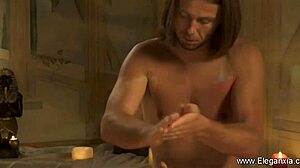 exotic milf's sensual massage teases cock sucking and explosive facial finish