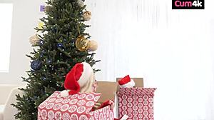 kenzie and vina turn into christmas cum sluts begging for holiday cock and creampies