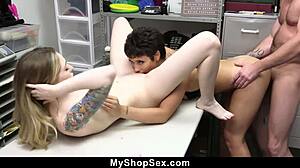 Mall guard punishes teen shoplifter with coworker doggystyle ride