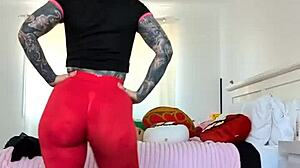 melody radford milf sheer gym leggings expose huge fake tits close-up