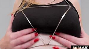 Butt plug stretches anal slut's hole to milk that dick dry