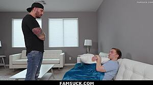 Stepsis sucks stepbro gets caught stepdad fucks her deep in taboo threesome.