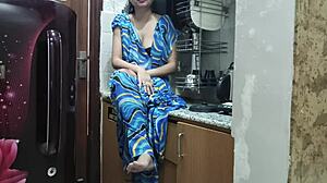 indian stepmom sneaks in kitchen horny watching stepsons cock before riding