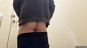 muscular bodybuilder strokes monster cock in public bathroom solo