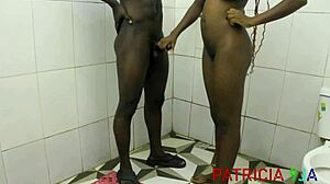 ebony babe squirts on my monster black cock during oily casting fuck