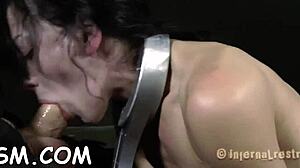 Glamorous Beauty Bound for Rough Bizarre Foot Play and Oral Teasing