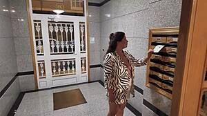 elevator doors close on stepmom's wild public flashing cum adventure