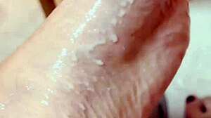 bound feet fetish babe licks cum during intense blowbang bondage session