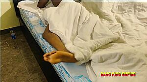 Slim Ebony Whore Rides Two Monster Cocks Doggystyle Till Double Creampie Cumshots!