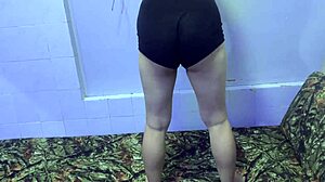 Christmas day young Japanese wife does natural big ass thong workout on bed