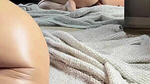 warning! close-up barefoot milf spreads big pussy lips rides huge dildo on fat ass