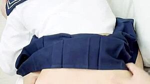 cute petite asian student licks pussy and sucks cock hungrily