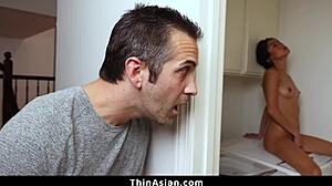 punished asian teen's tight pussy stretched by huge cock