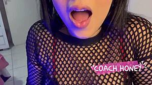 She Couldn't Resist the Macho Guy Laying Her Floor in JOI CEI Game