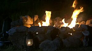 brooke ballentyne bends over for ranch hand's doggystyle cumshot by outdoor fireside