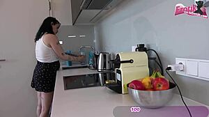 deutsche chubby tattoo milf housewife gets fucked hard in kitchen by neighbor big ass curves