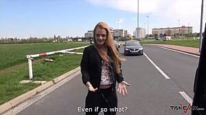 hey, that horny blondie rides hard dick then takes cum on her tits in the car!