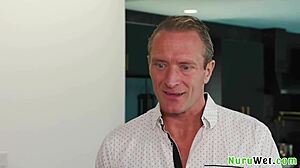 Stunning Busty Blonde River Lynn's Wet Nuru Massage Turns Sensual Fuck