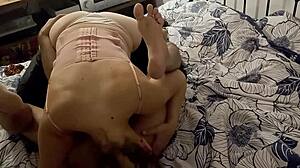 Sexy French Slut Rims Sucks Fucks In Satin Lingerie Heels