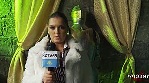 Busty reporter bound in BDSM dungeon 😈🔗 Whorny films!