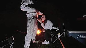 wife sneaks hardcore doggystyle pounding at crowded campsite