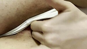 😍 real orgasm twitching pussy lips from dildo on bed 🔥