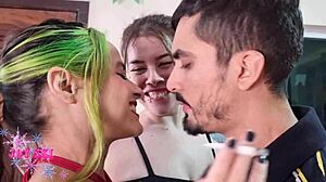 Technician's Huge Dick Overwhelms Two Tiny Sluts