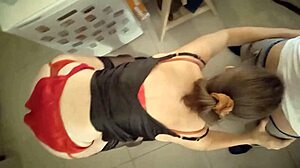 Sexy French Slut Rims Sucks Fucks In Satin Lingerie Heels