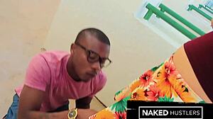 Big tit ebony slut deepthroats cock before doggystyle pounding