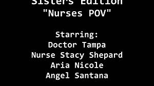 angel santana and aria nicole play sexy nurses in hospital pov backstage moaning shaved