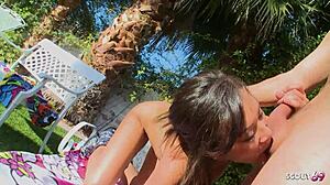 Nympho Asian bitch risks public Thailand fuck bent over by tourist's monster cock