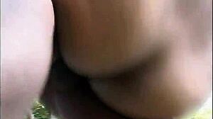 Big black cock tittyfucks ebony racks before rough doggystyle cum facial