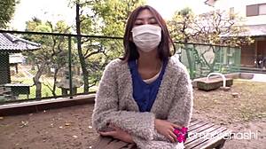 Mayumi flashes her wet hairy pussy everywhere!