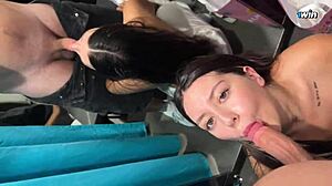 Risky Public Facefuck: Petite 24yo Brunette Gags on Huge Cock in Fitting Room Creampie