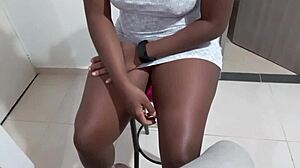 Dirty sexy ebony slut deepthroats big black cock in sloppy hardcore oral with massive cumload facial.