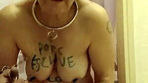 French maid slave chains herself in toilet for humiliating dildo orgasm session 2025