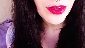 hot brunette backstage flashing dirty tongue and piercings