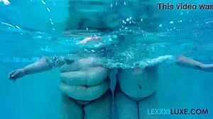 lexxxi luxe and bbw buddy frolic underwater in pool