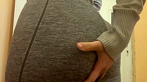 Stepsister's Leggings Kitchen Masturbation Leads to Shaking Orgasm