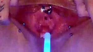 i'm stretching my piss hole so good now watch my wet pussy squirt big natural tits glow!