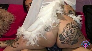 Milf twerks huge ass in lingerie milks bbc dildo deep in asshole while wet bj interracial pawg