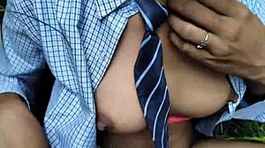 hot indian college girlfriend gets fucked hard in jungle